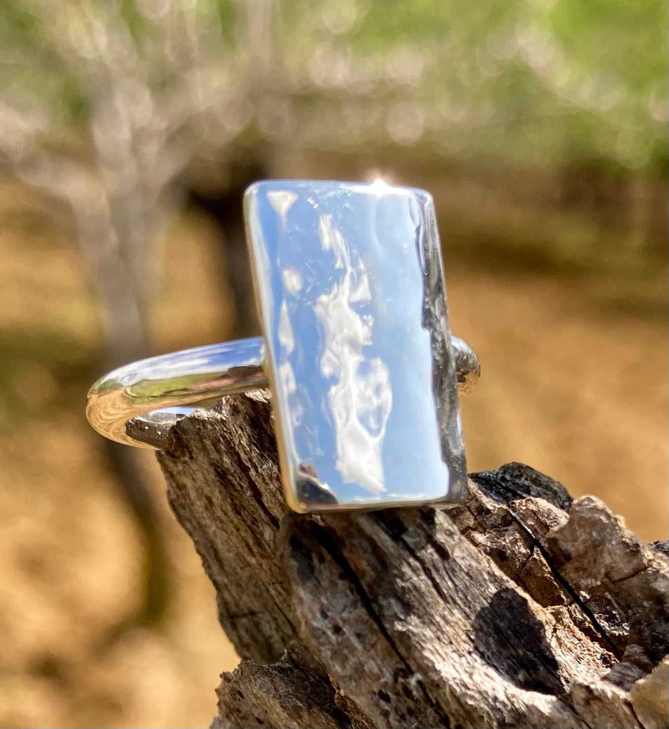 Hammered Rectangle Ring
