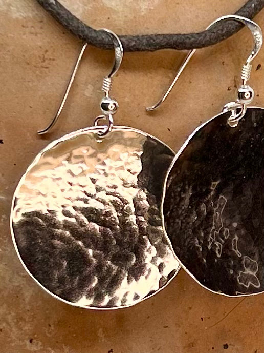 Hammered Large Solid Round Earrings