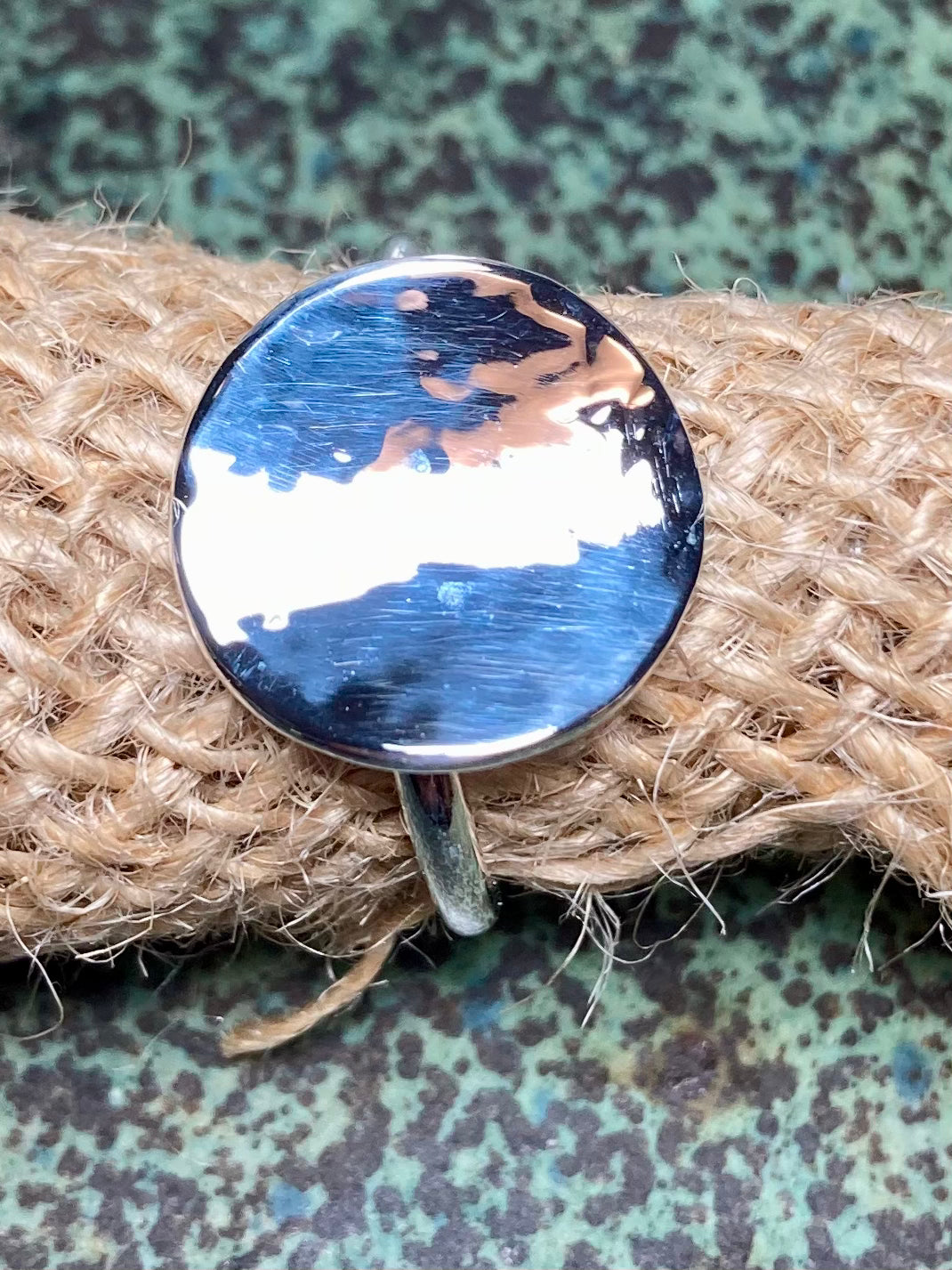 Textured Curved Disc Ring in 925 Silver