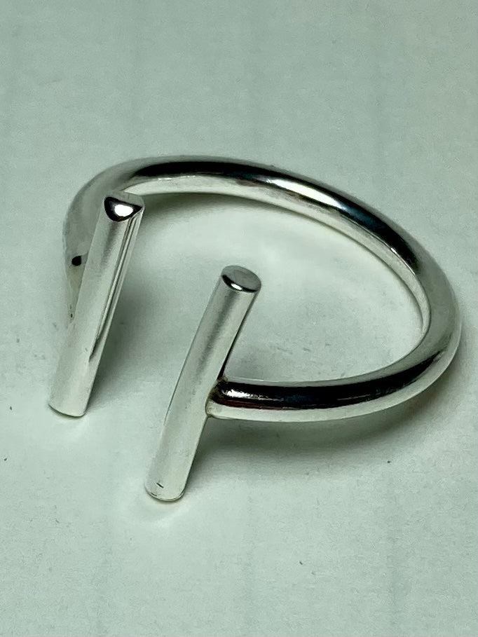 Open 2 Bar Ring in 925 Silver