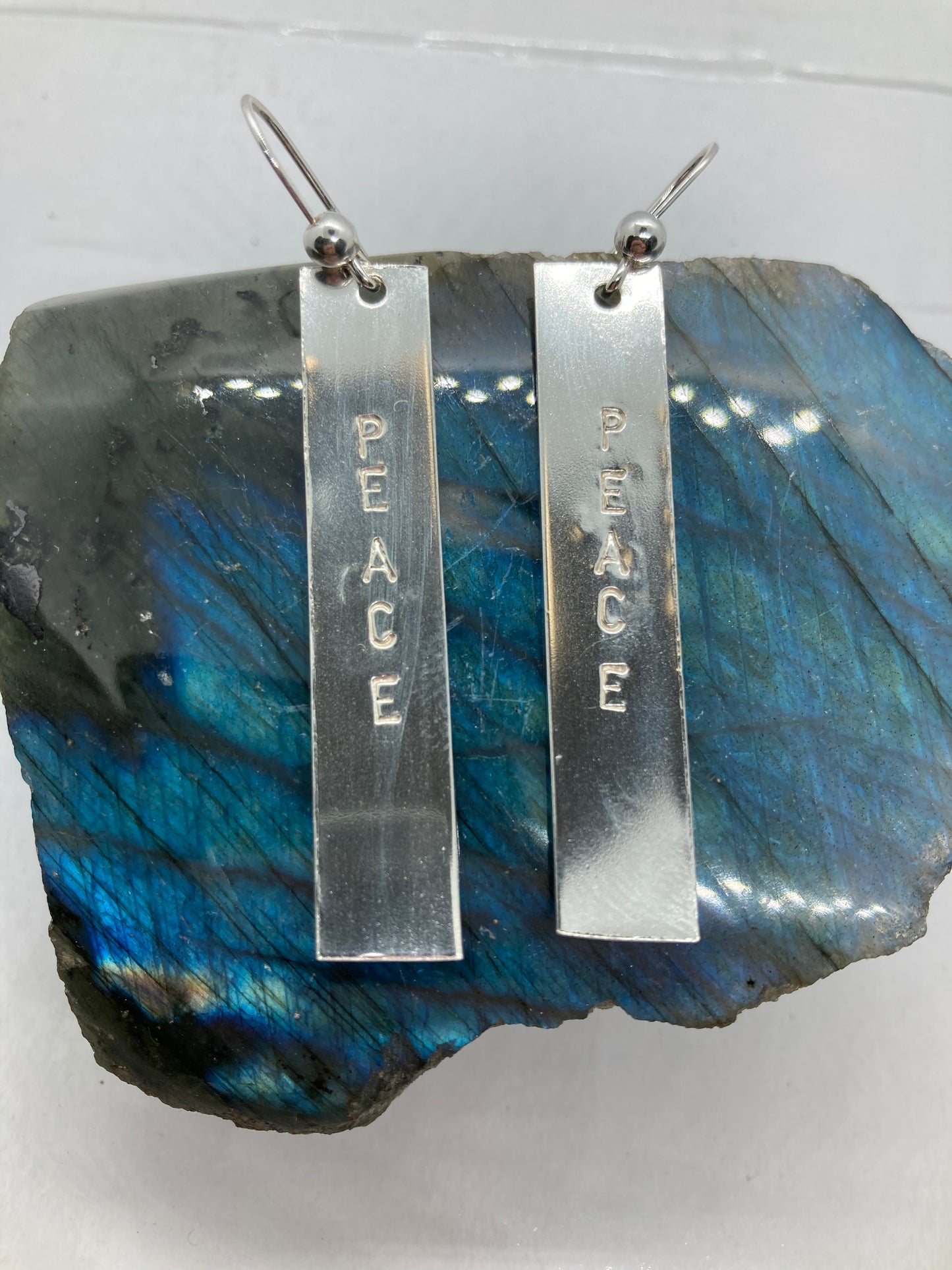 Stamped Peace Earrings in 925 Silver